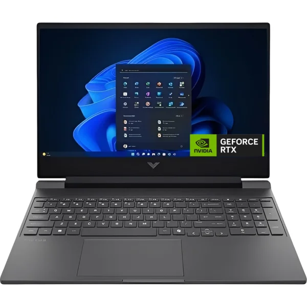 HP Victus 15 vista de frente con Windows 11 y GeForce RTX